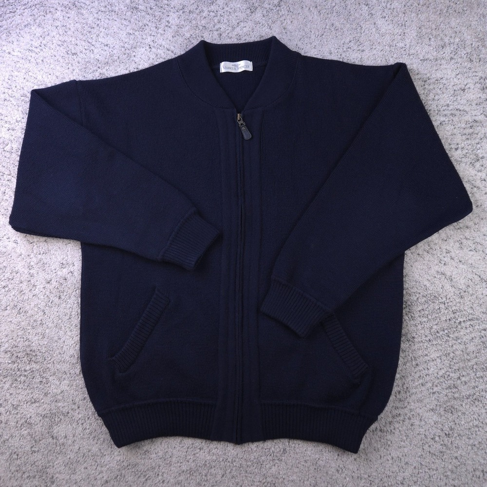 St Michael M&S Sweater Men Medium Merino Wool Blend Full Zip Cardigan Made In UK